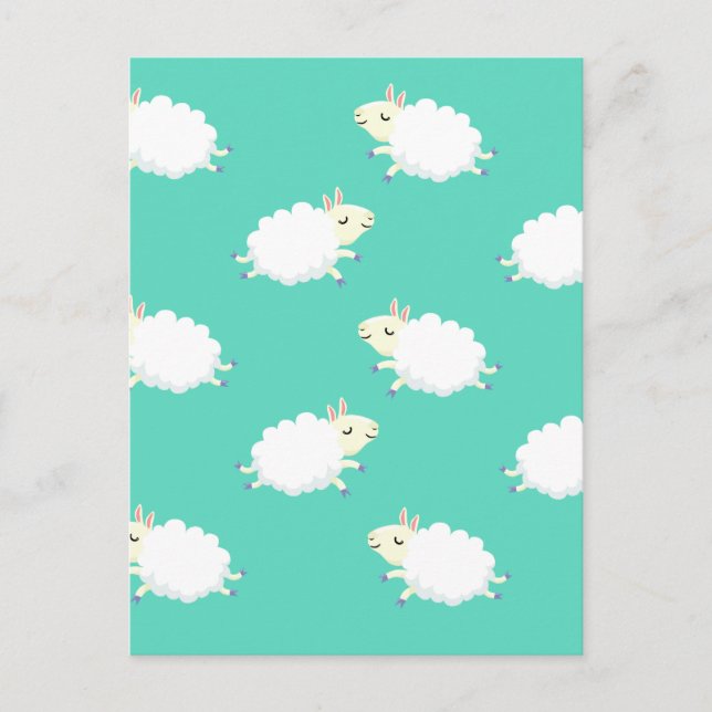 Cute sheep repeating pattern postcard (Front)