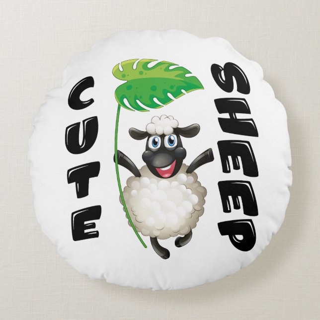CUTE SHEEP ROUND CUSHION (Front)