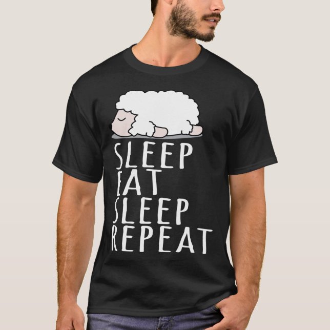 Cute sheep sleep eat repeat saying nightdress T-Shirt (Front)