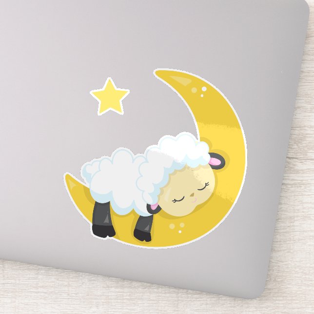 Cute Sheep, Sleeping Sheep, Moon, Stars, Sleepy (Detail)