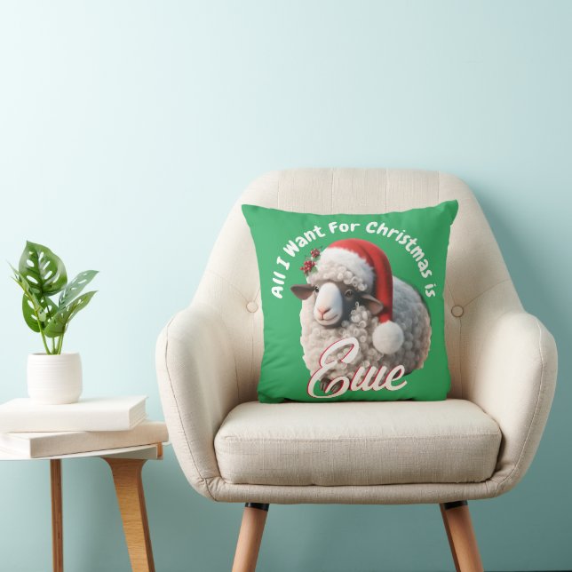 Cute Sheep Wearing Santa Hat Christmas Cushion (Chair)