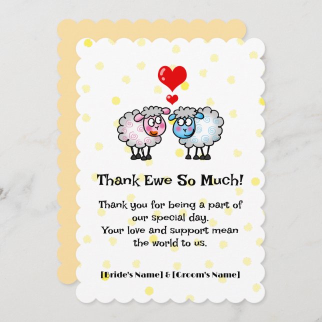 Cute Sheep Wedding Thank You Card (Front/Back)
