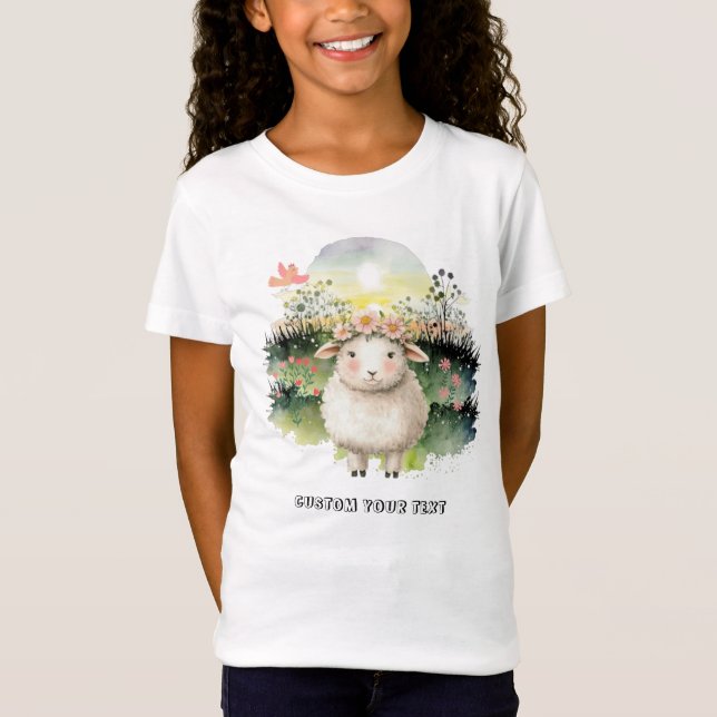 Cute Sheep  with custom text T-Shirt (Front)