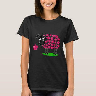 Cute Sheep with Flower Wool for Girls Women Tee 0b