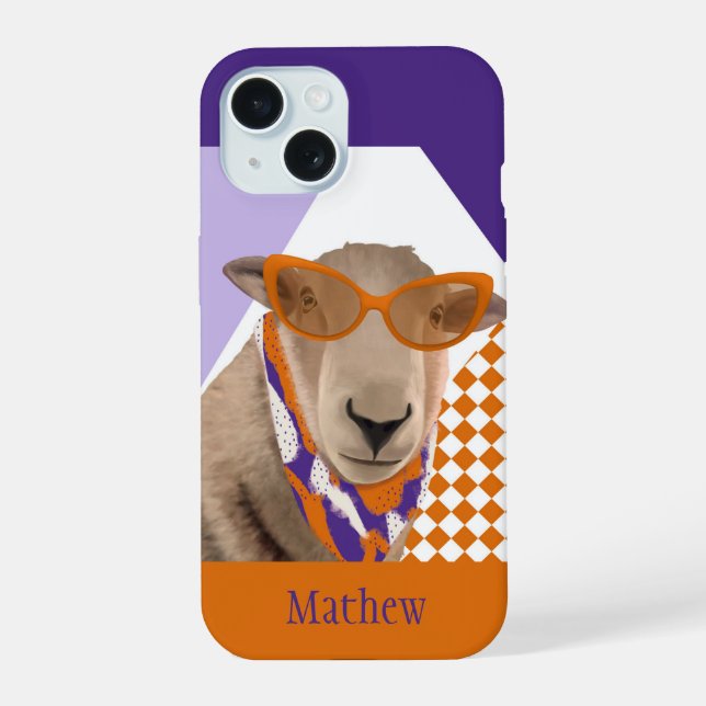 Cute Sheep With Glasses  iPhone 15 Case (Back)