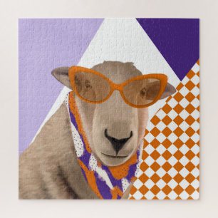 Cute Sheep With Glasses  Jigsaw Puzzle