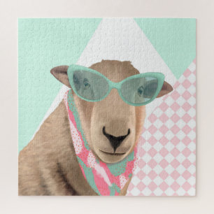 Cute Sheep With Glasses  Jigsaw Puzzle