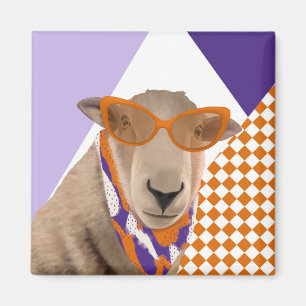 Cute Sheep With Glasses Magnet