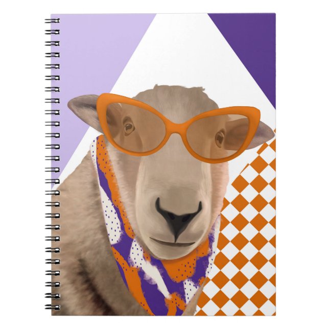 Cute Sheep With Glasses  Notebook (Front)