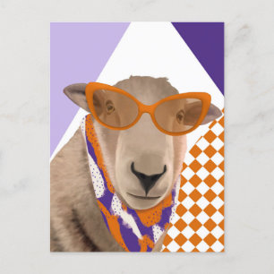 Cute Sheep With Glasses  Postcard