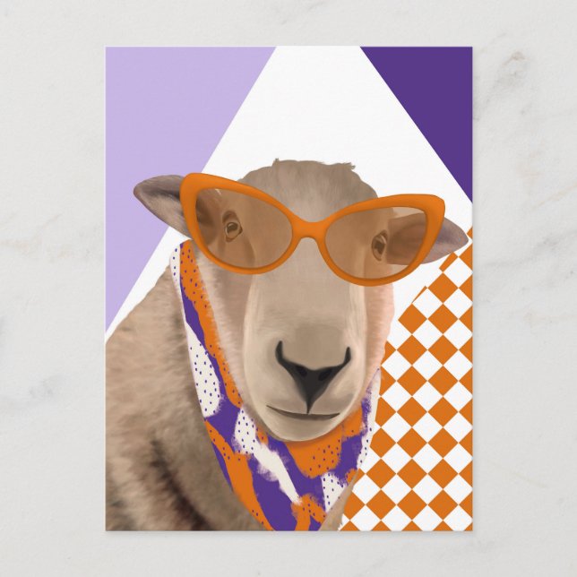 Cute Sheep With Glasses  Postcard (Front)