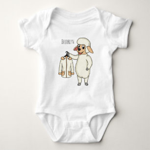 Cute sheep with jacket cartoon baby bodysuit