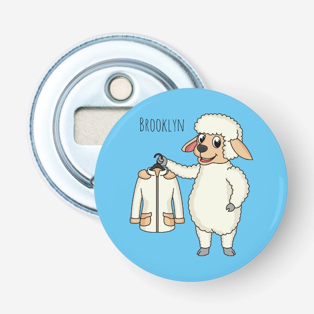 Cute sheep with jacket cartoon bottle opener (Front)