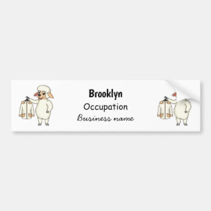 Cute sheep with jacket cartoon bumper sticker