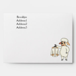 Cute sheep with jacket cartoon envelope