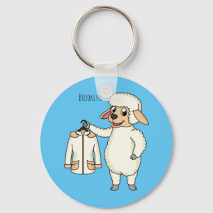Cute sheep with jacket cartoon key ring