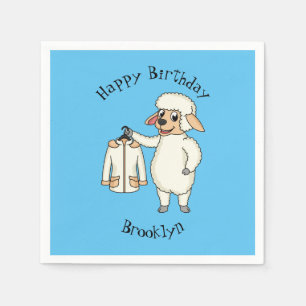 Cute sheep with jacket cartoon napkin