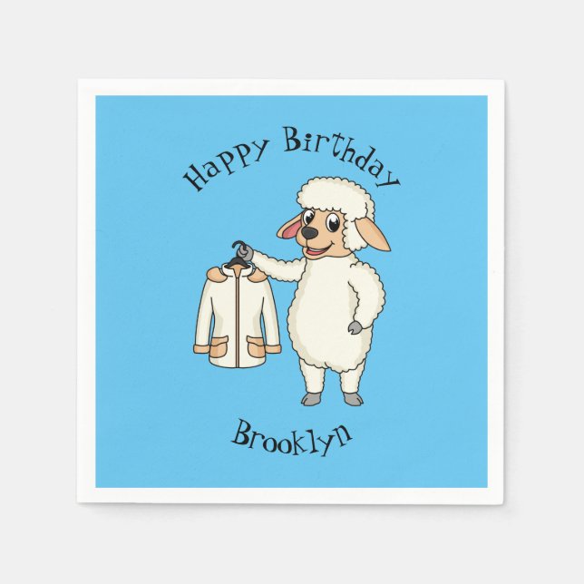 Cute sheep with jacket cartoon napkin (Front)