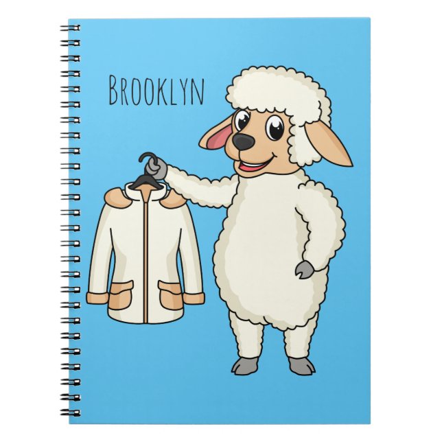 Cute sheep with jacket cartoon notebook (Front)