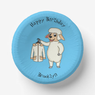 Cute sheep with jacket cartoon paper plate