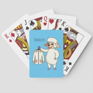 Cute sheep with jacket cartoon  playing cards