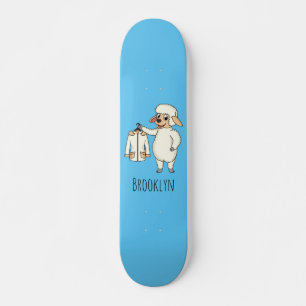 Cute sheep with jacket cartoon skateboard