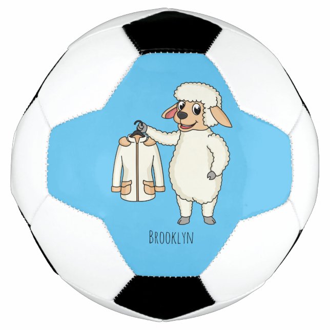 Cute sheep with jacket cartoon  soccer ball (Front)