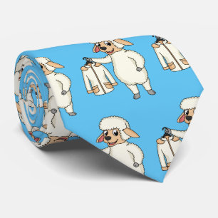 Cute sheep with jacket cartoon tie