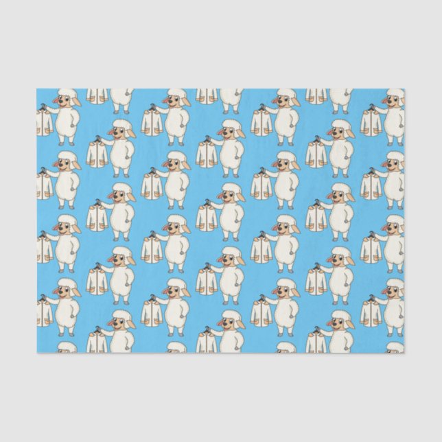 Cute sheep with jacket cartoon tissue paper (Front)