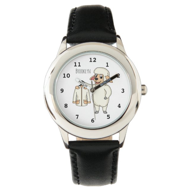 Cute sheep with jacket cartoon  watch (Front)