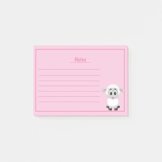 Cute Sheep with Lines Post-it Notes (Front)