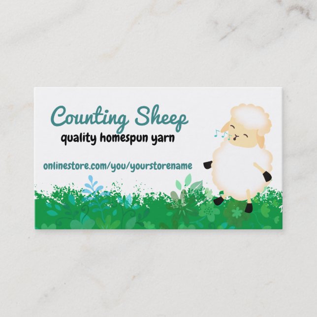 Cute sheep yarn homespun knitting crochet business card (Front)