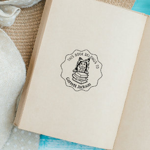 Cute Sheetland Sheepdog Book Rubber Stamp