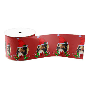 Cute Sheltie Christmas Merry Grosgrain Ribbon