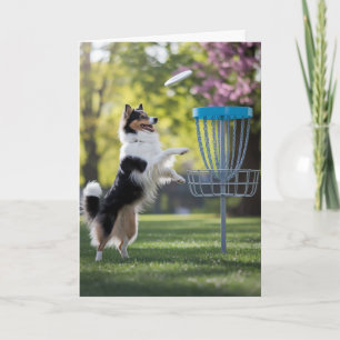Cute Sheltie Disc Golfer Card