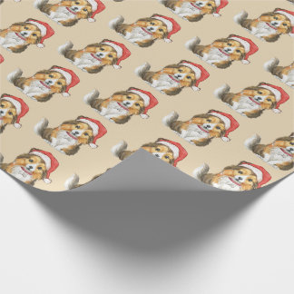 Cute Sheltie in Santa's Hat Wrapping Paper