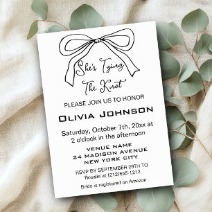 Cute She's Tying the Knot Black Bow Bridal Shower Invitation
