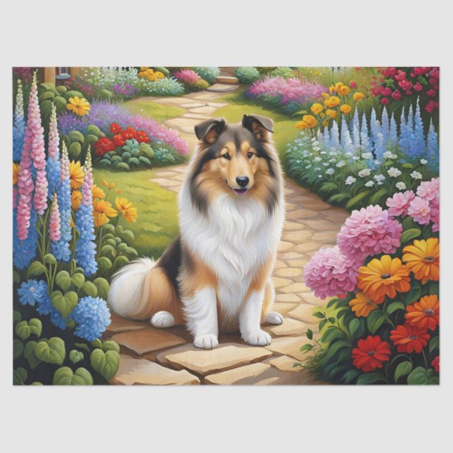 Cute Shetland Sheepdog Animal Decoupage Tissue Paper (Front)
