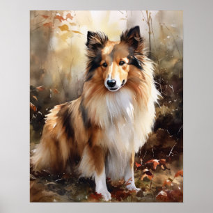 Cute Shetland Sheepdog Dog Art Print Poster
