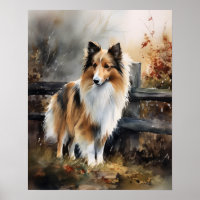Cute Shetland Sheepdog Dog Art Print Poster