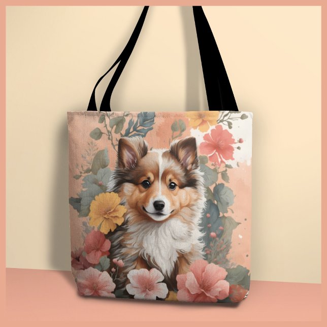 Cute Shetland Sheepdog Puppy Tote Bag (Creator Uploaded)