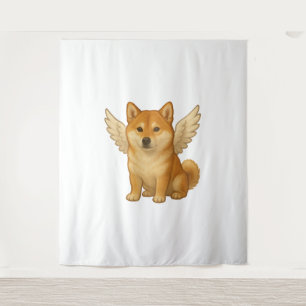 Cute Shiba Inu angel cartoon happy dog Tapestry