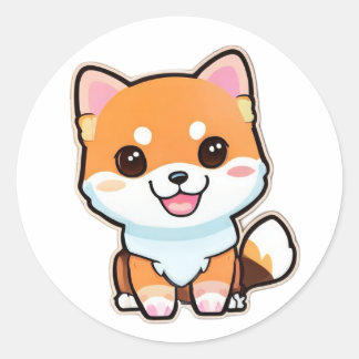 Cute Shiba Inu Classic Round Sticker