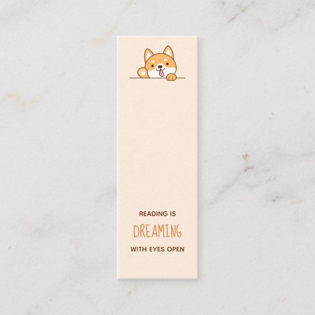 Cute Shiba Inu Corgi Dog Bookmark Quote Mini Business Card (Front)