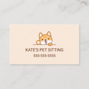 Cute Shiba Inu Corgi Dog Pet Sitting Service Business Card
