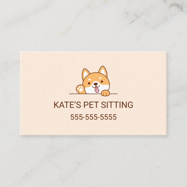 Cute Shiba Inu Corgi Dog Pet Sitting Service Business Card (Front)