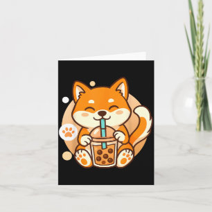 Cute Shiba Inu Dog Bubble Boba Tea Anime Kawaii Ne Card
