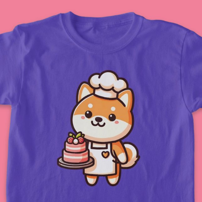 Cute Shiba Inu Dog Cake Baker T-Shirt (Cute Shiba Inu Dog Cake Baker T-Shirt)