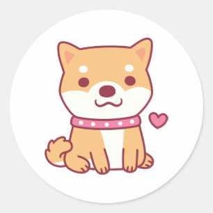 Cute Shiba Inu Dog Classic Round Sticker