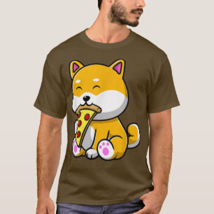 Cute Shiba Inu Dog Eating Pizza Funny Foodie Kids T-Shirt